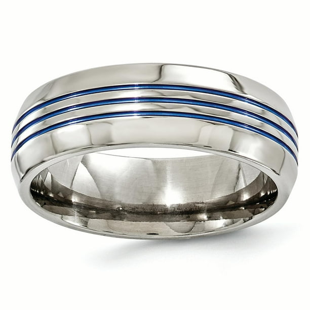 Black Plated Beveled TITANIUM RING BAND with Accent Grooves size 12 in Gift Box Black Plated Beveled TITANIUM RING BAND with Accent Grooves size 12 in Gift Box